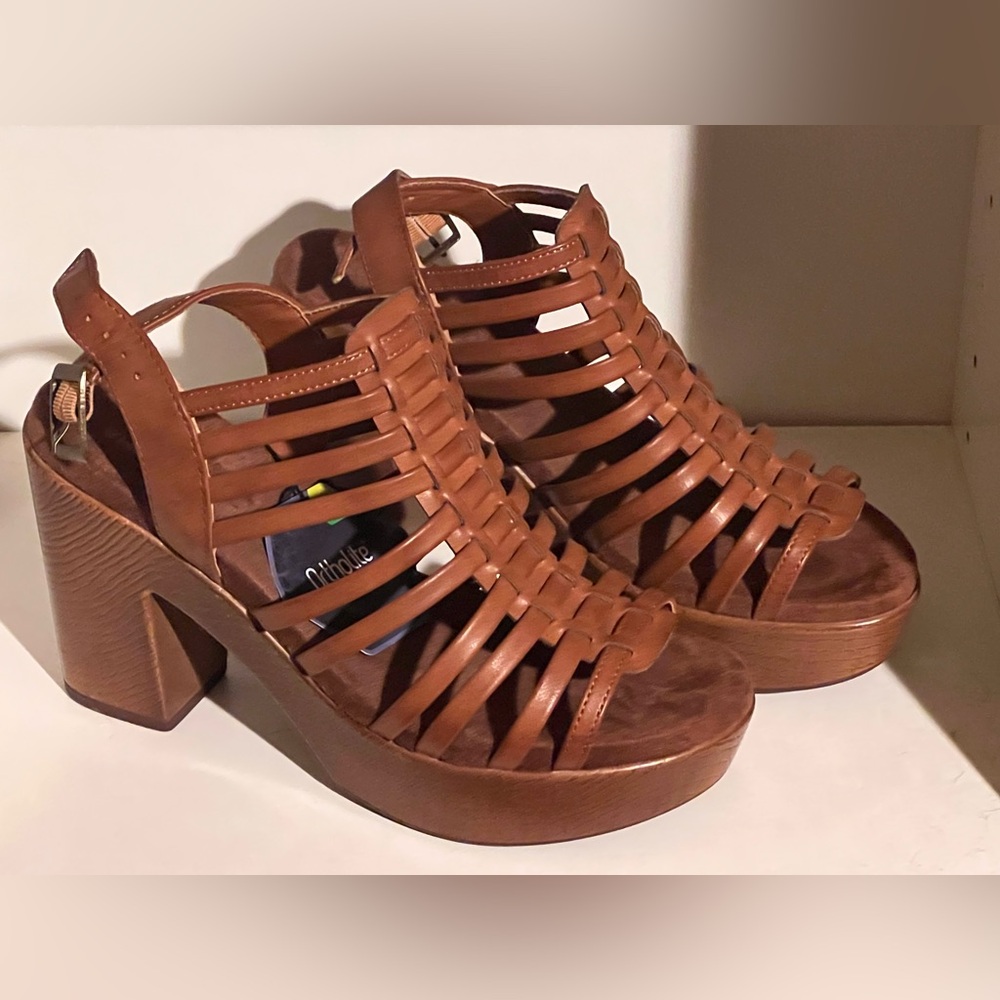 Sonoma Brown Strappy Block Heel Sandals